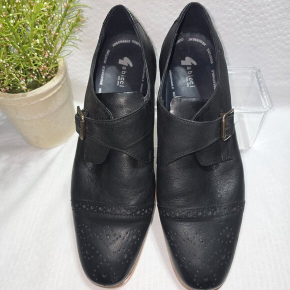 GABICCI BLACK BREATHABLE LEATHER SLIP ON SHOE LOAFER WITH BUCKLE DETAIL MENS 8 - Picture 4 of 13